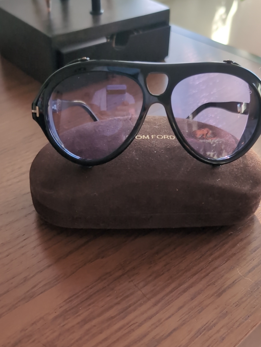Tom Ford  Neughman Aviator Black Frame Sunglasses with Purple-Tinted Lenses